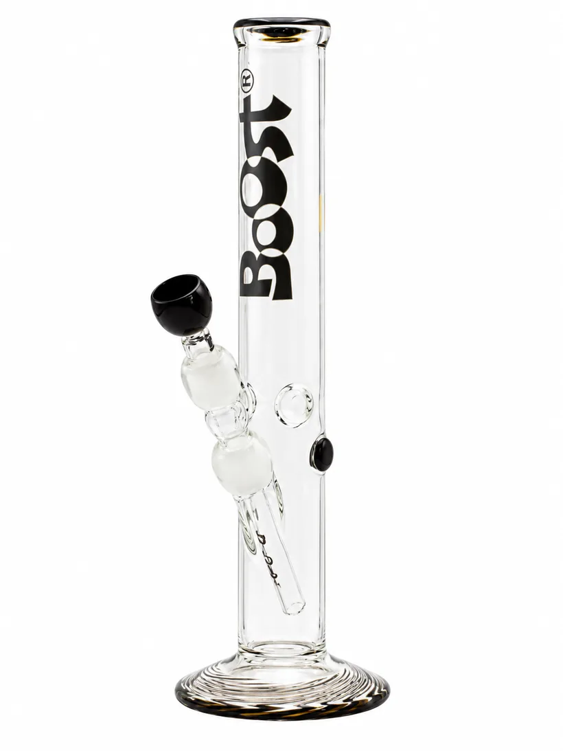 Boost Cane 38 Noir glass bong, 38 cm, black base, black logo, on white