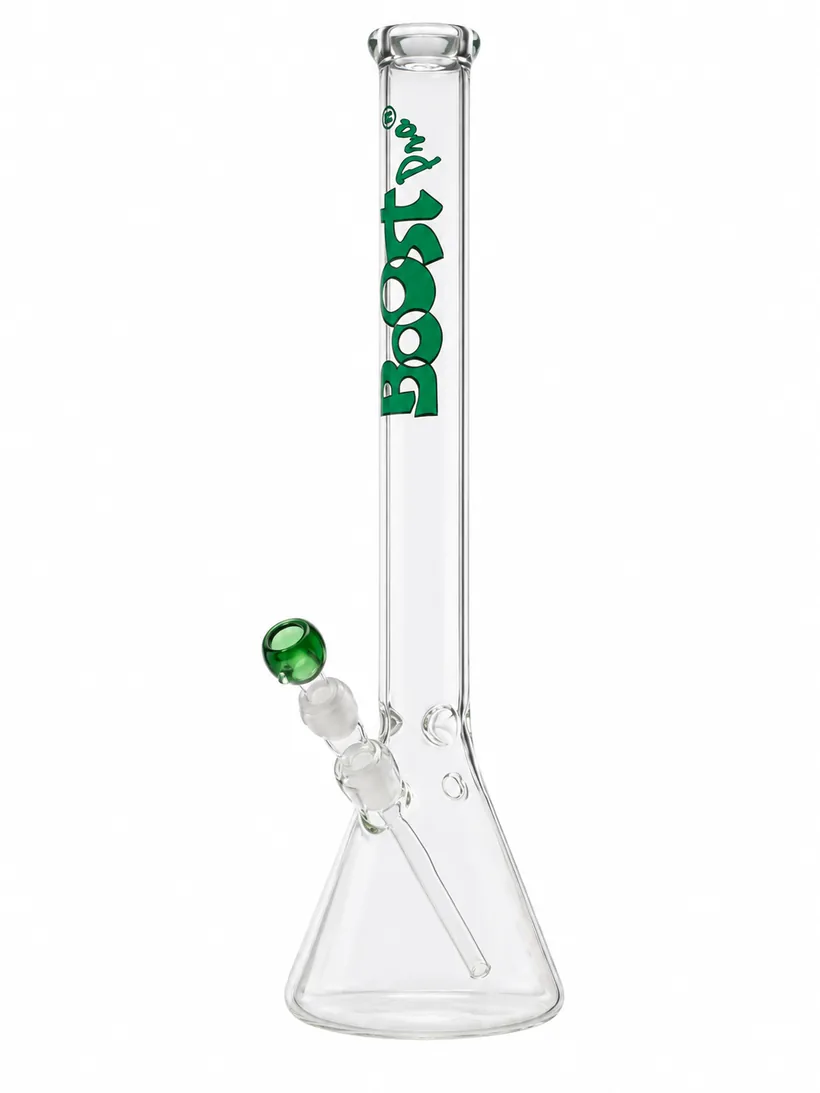 Boost Pro Beaker 55 glass bong, 55 cm, green Pro logo, on white