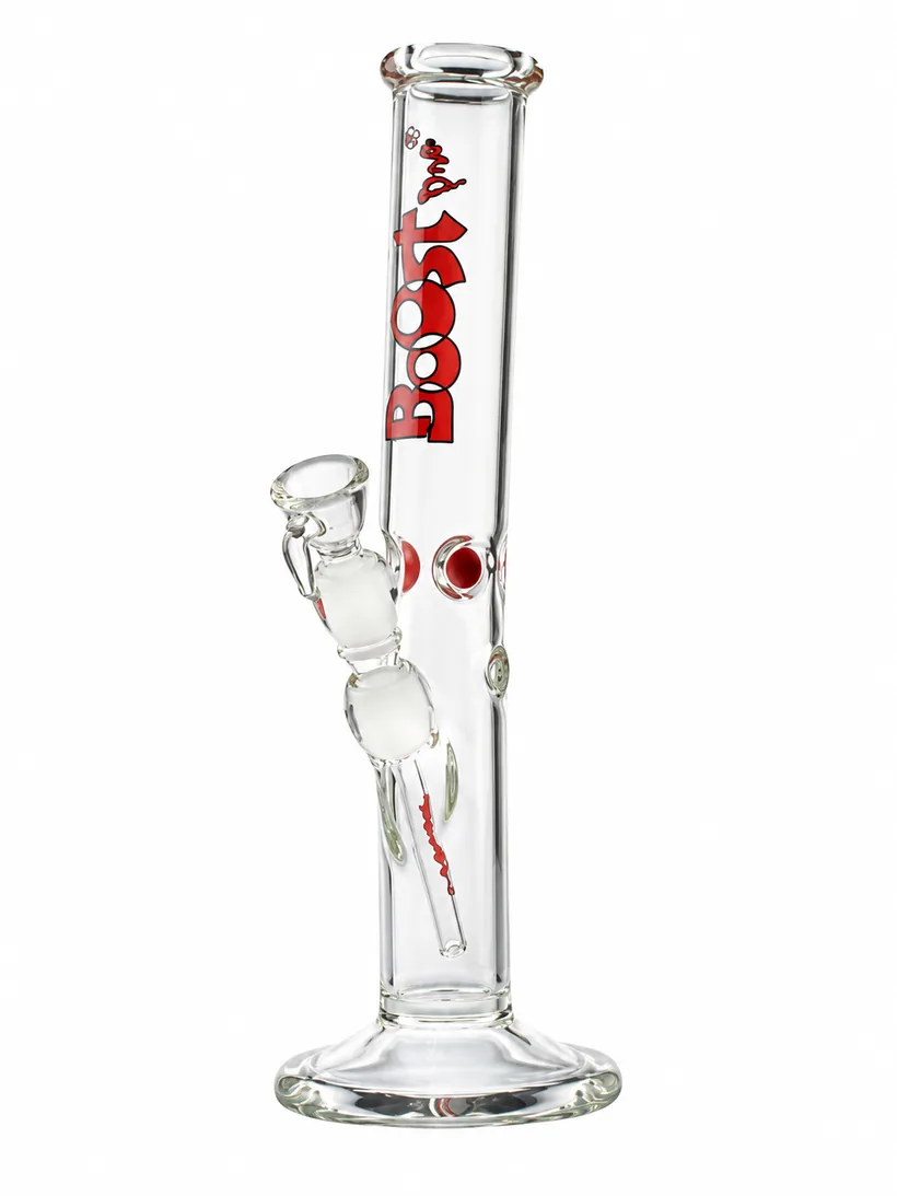 Boost Pro Straight 32 glass bong, 32 cm, red Pro logo, on white